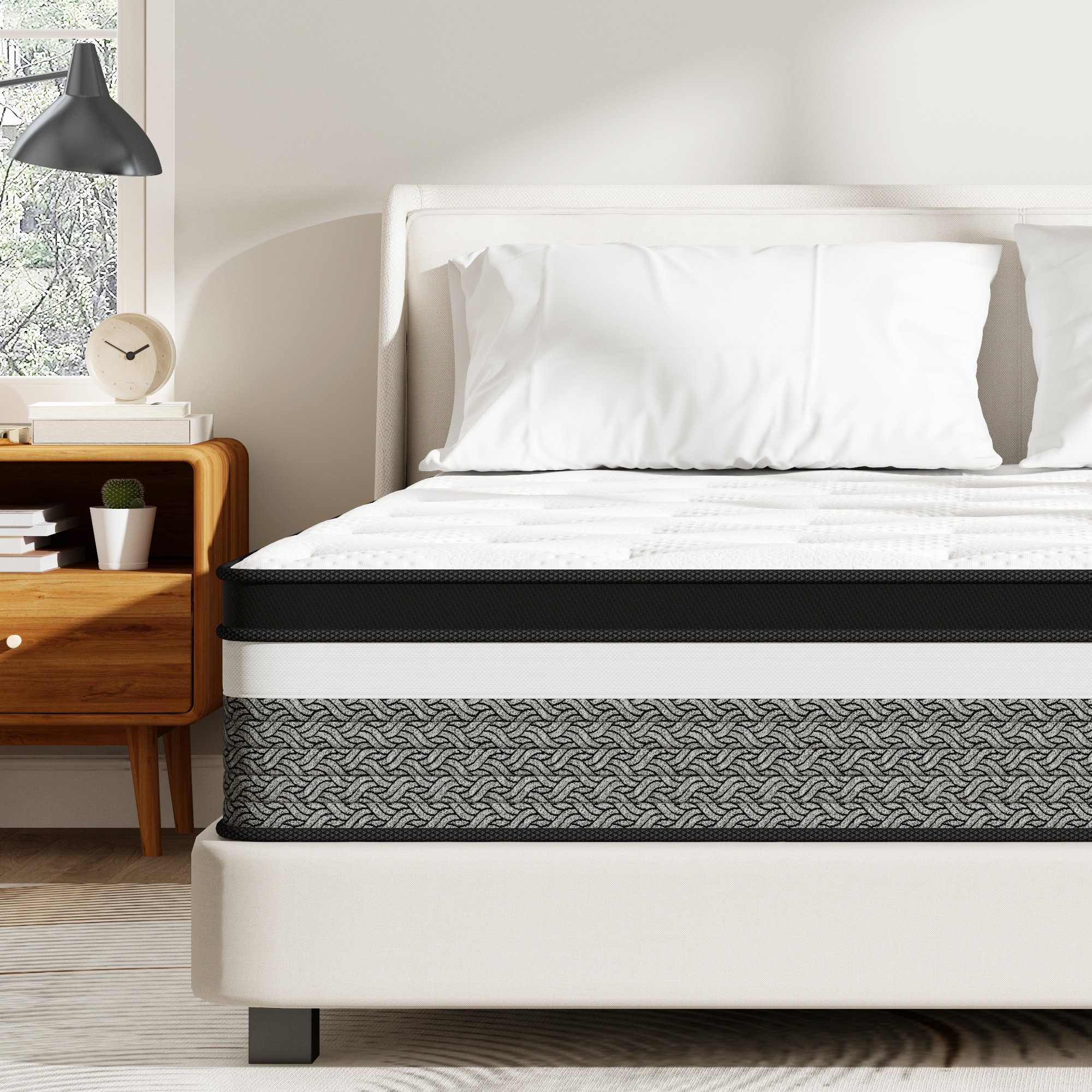 BedNew Modern Series 12" Medium Pillow Top Pocket Spring With Gel